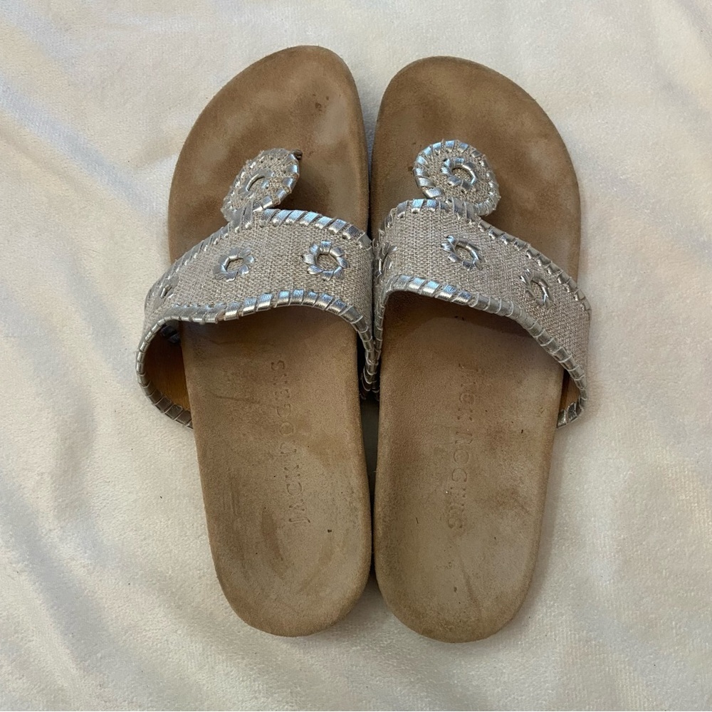Jack Rogers Tan and metallic Silver thong flip-flop Sandals - Picture 4 of 6